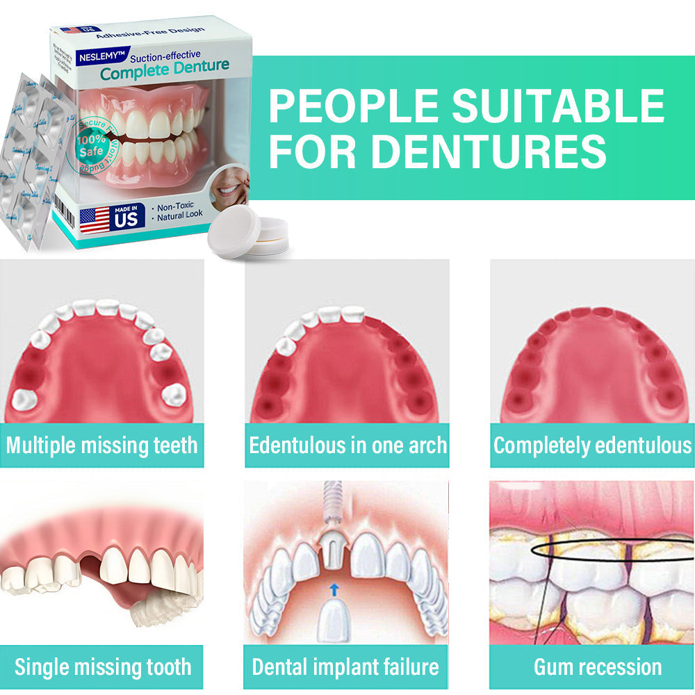 ✅ Made and Shipped from the US | Suction-fit Complete Denture🦷